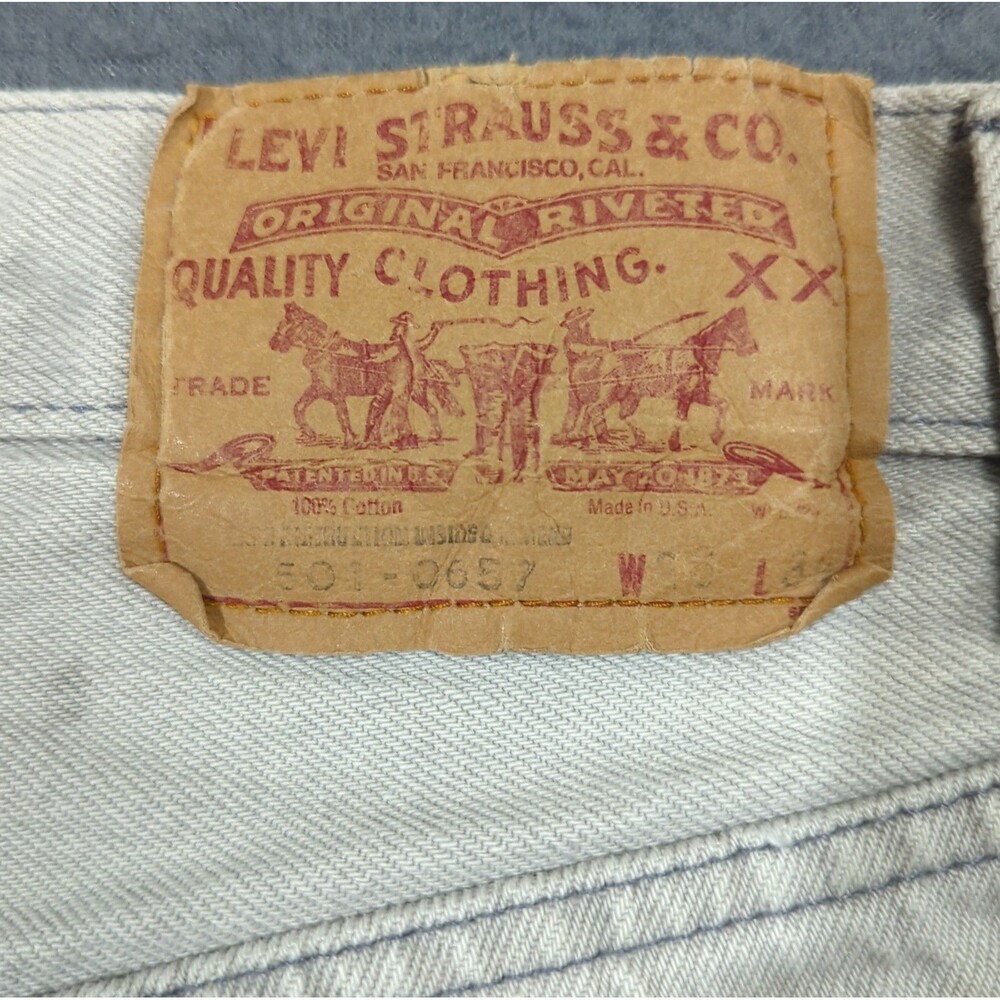 Levi's Vtg Jeans Mens 36x34 Fits 34x32 Gray 501-0657 Straight Button Fly USA 80s